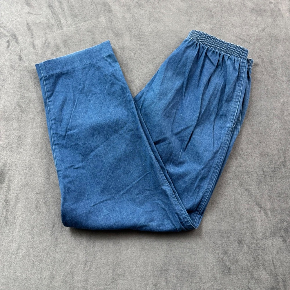 Alfred Dunner Petite Blue Denim Elastic Waist Straight Leg Pants 8P